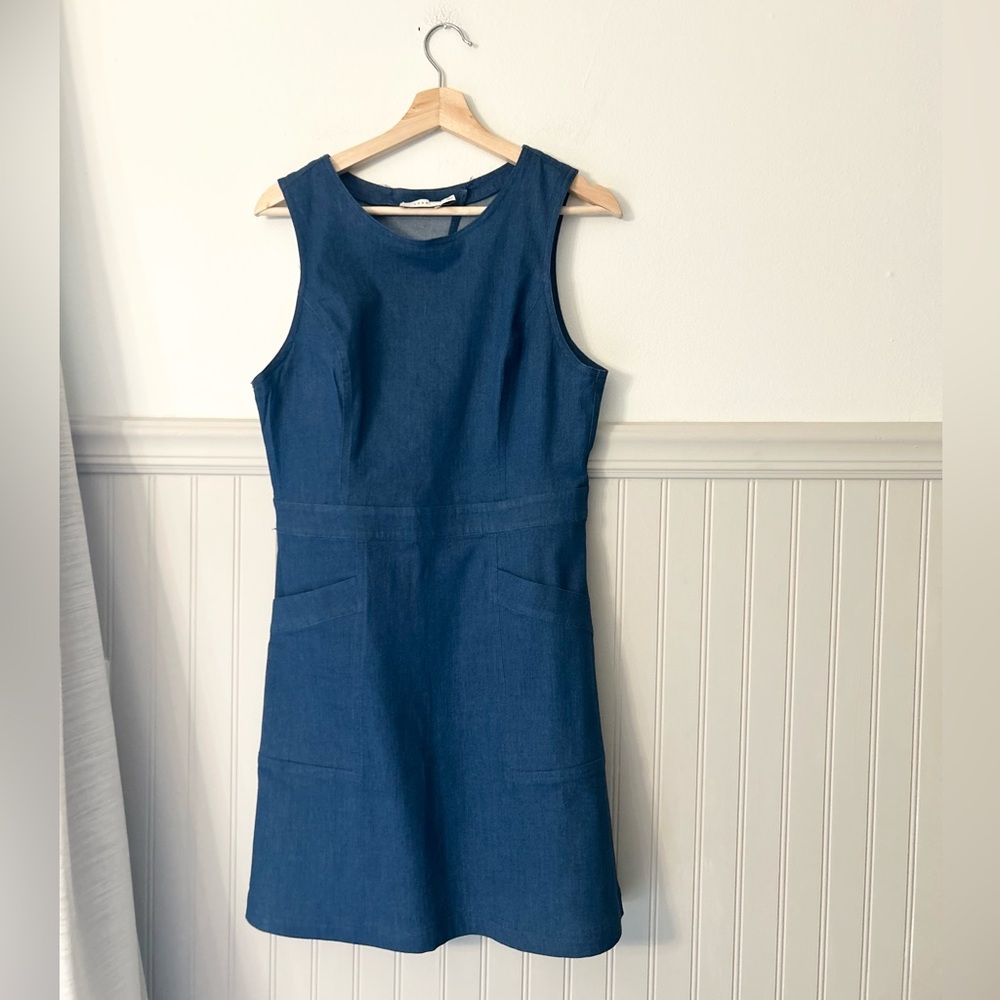 Lush Large Sleeveless Denim Dress with Pockets